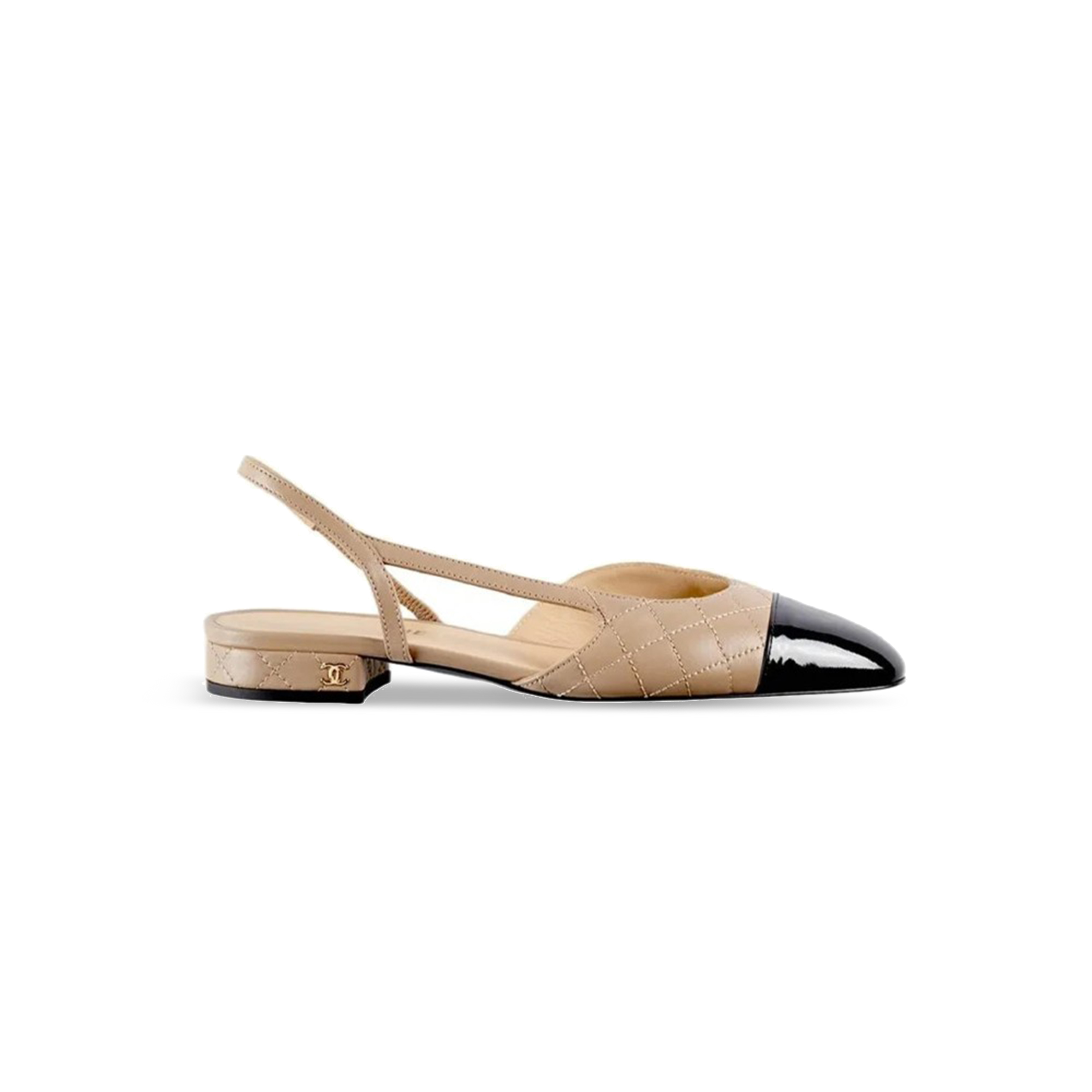 CHANEL SLINGBACKS LAMBSKIN & PATENT CALFSKIN BEIGE & BLACK G39221 Y55956 K4671 CHANEL SLINGBACKS LAMBSKIN & PATENT CALFSKIN BEIGE & BLACK G39221 Y55956 K4671